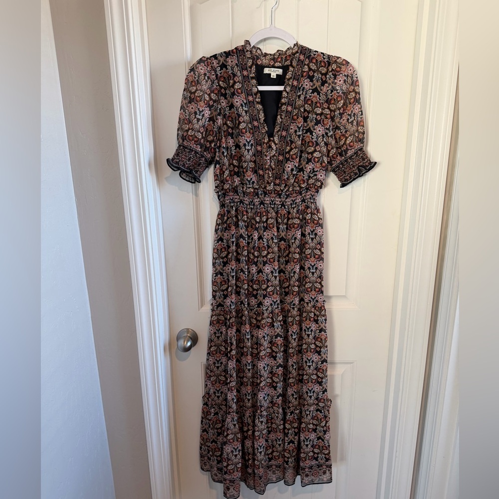 Max Studio Floral Maxi Dress with Ruffle Sleeves